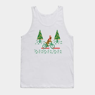 Dogs Day Out on a Bike- Golden Retriever with Santa's Hat and scarf Tank Top